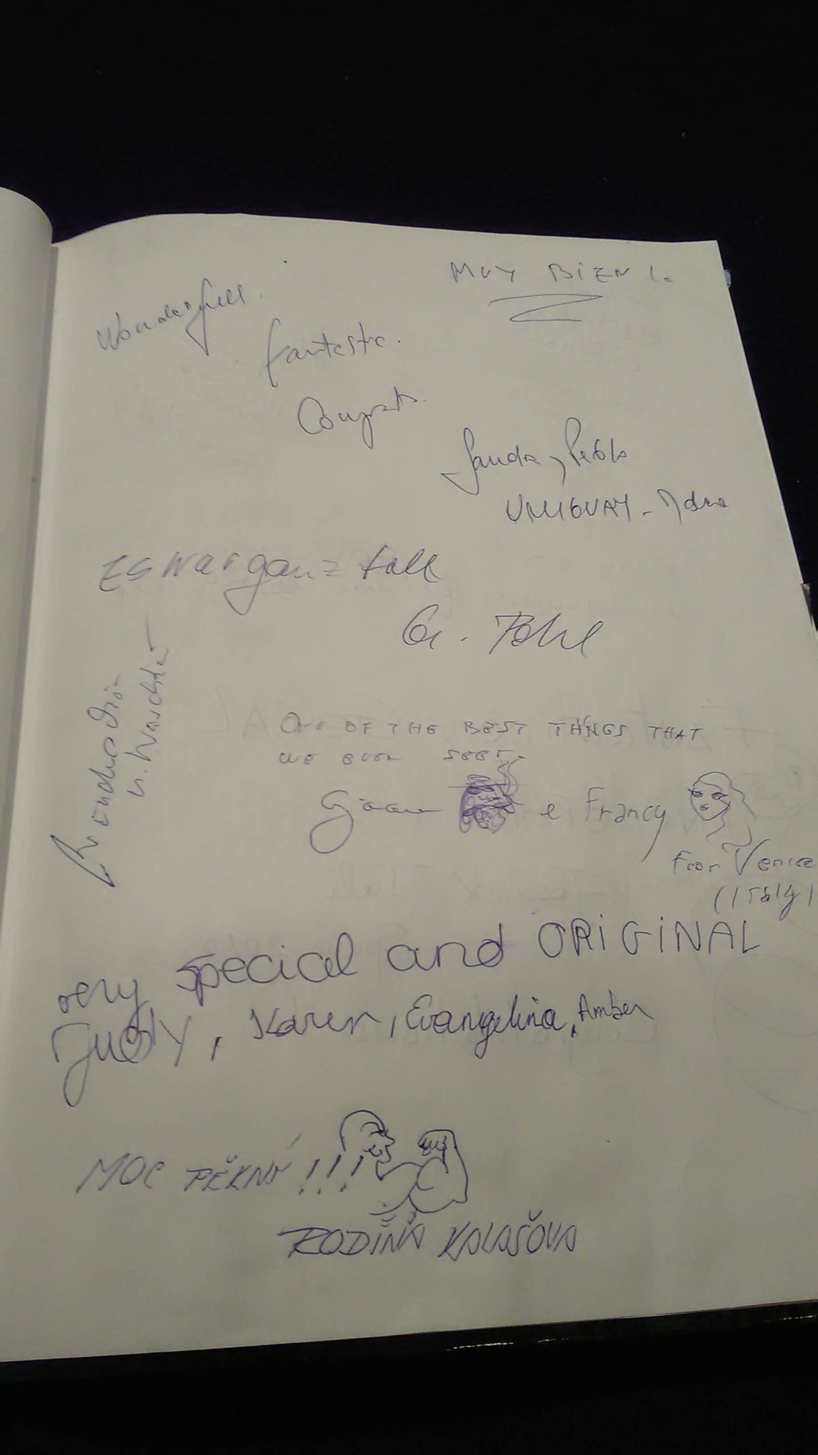 Black light theatre guestbook